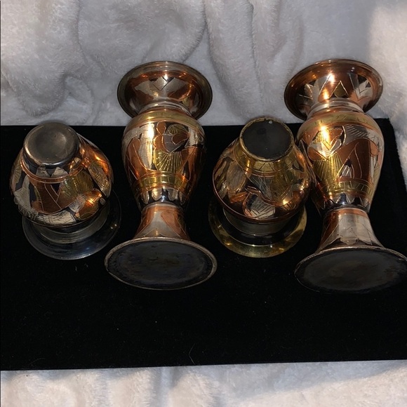 Modern Made Middle Eastern Mixed Metal Vases (4) - Picture 7 of 14